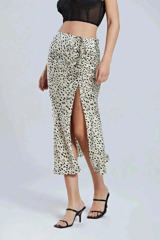 Maya – Animal Print Midirock mit Schlitz & Raffungen - Cecile LavelleJaguar