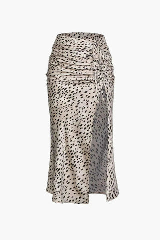 Maya – Animal Print Midirock mit Schlitz & Raffungen - Cecile LavelleJaguar