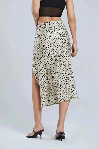 Maya – Animal Print Midirock mit Schlitz & Raffungen - Cecile LavelleJaguar