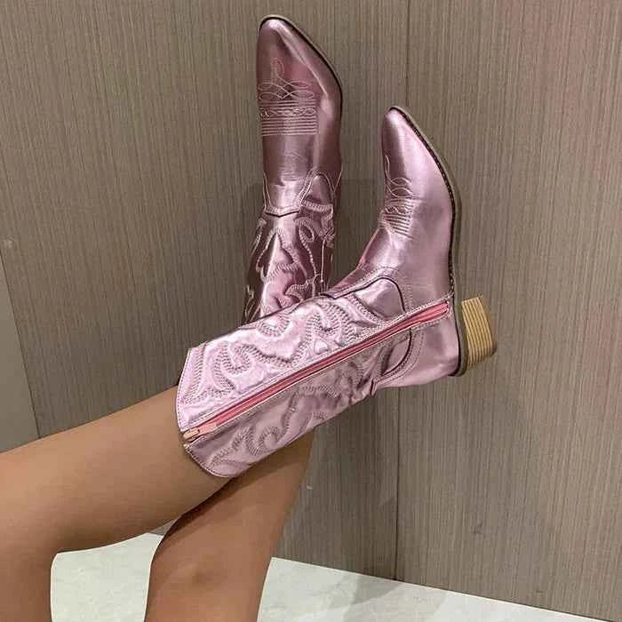 Metallic Boots with Western Cut