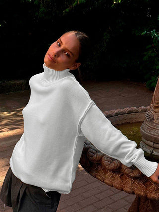 mia – oversized rollkragenpullover mit strukturdetails - Cecile LavelleWeiss
