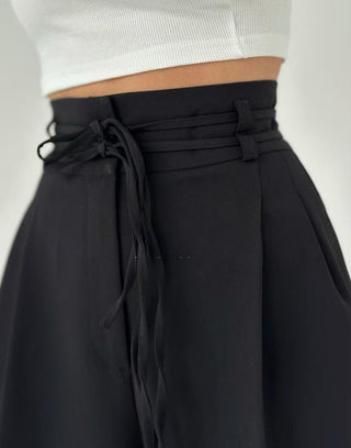 Mina – High - Waist - Hose mit Bindegürtel und weitem Bein - Cecile LavelleWeiß