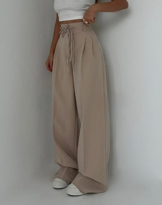 Mina – High - Waist - Hose mit Bindegürtel und weitem Bein - Cecile LavelleAprikose