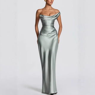 One - Shoulder Maxikleid Elegant für Hochzeitsgäste - Cecile LavelleOlivgrün