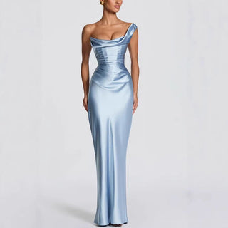 One - Shoulder Maxikleid Elegant für Hochzeitsgäste - Cecile LavelleHellblau