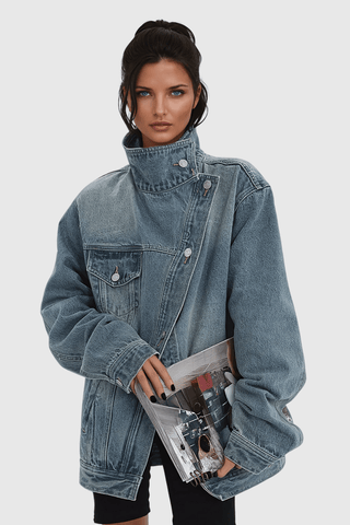 Oversize Jacke Stehkragen Knöpfe - Cecile LavelleDenim