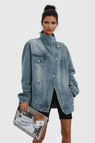 Oversize Jacke Stehkragen Knöpfe - Cecile LavelleDenim