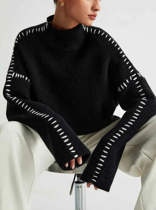 Oversize - Pullover mit hohem Kragen - Cecile LavelleSchwarz