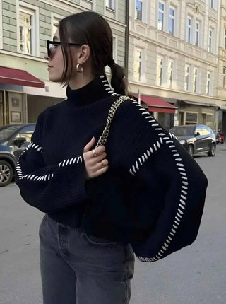 Oversize - Pullover mit hohem Kragen - Cecile LavelleGrün