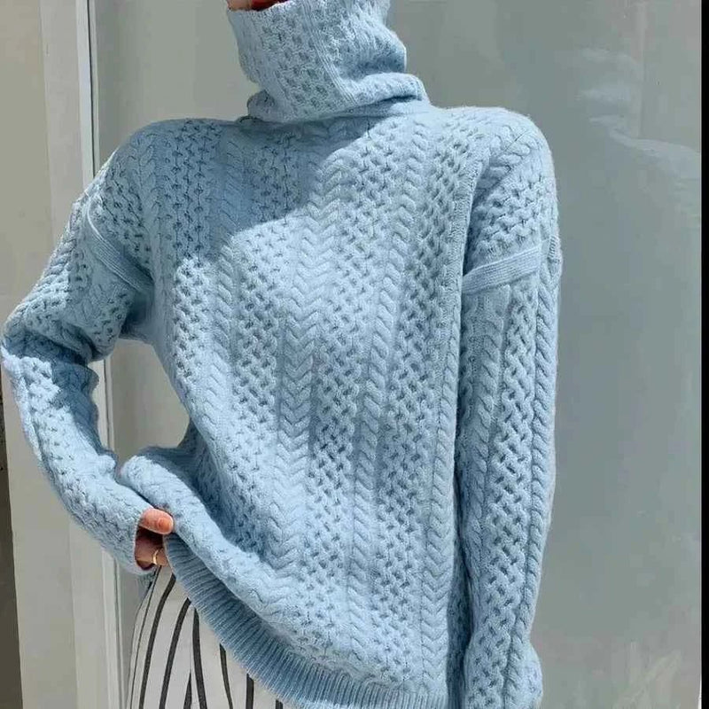 Oversized turtleneck sweater with wide fit