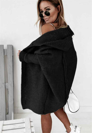 Oversize Strickjacke mit Kapuze - Cecile LavelleHellblau