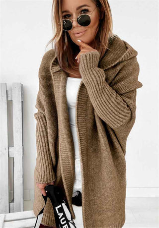 Oversize Strickjacke mit Kapuze - Cecile LavelleKhaki