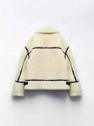 Oversize - Teddyjacke mit Kapuze - Cecile LavelleWeiß