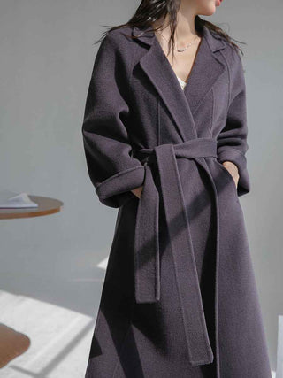 Oversize Wollmantel mit Bindegürtel - Cecile LavelleEisengrau