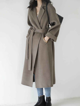 Oversize Wollmantel mit Bindegürtel - Cecile LavelleSchwarz