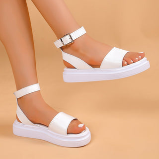 Plateau Sandalen mit Knöchelriemen - Cecile LavelleWeiß