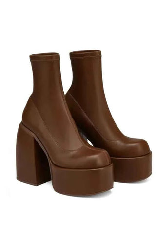 Plateau Stiefeletten Damen - Cecile LavelleBraun