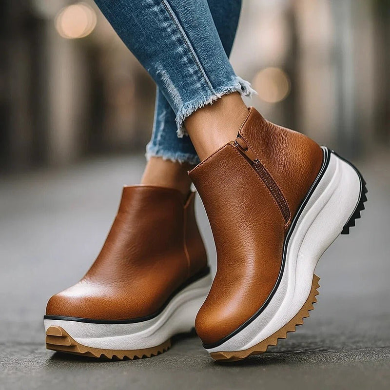 Women's platform shoes with zipper