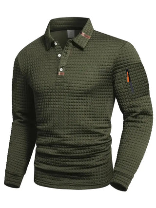 Poloshirt Herren Langarm in Grün