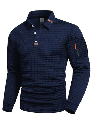 Poloshirt Herren Langarm in Marineblau
