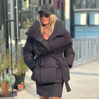 Pufferjacke Damen mit Gürtel - Cecile LavelleSchwarz