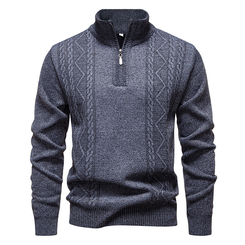 Men's Half-Zip High-Collar Jumper
