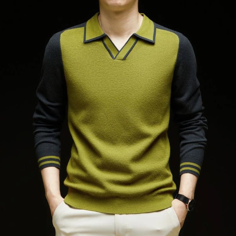 Men's pullover with polo collar
