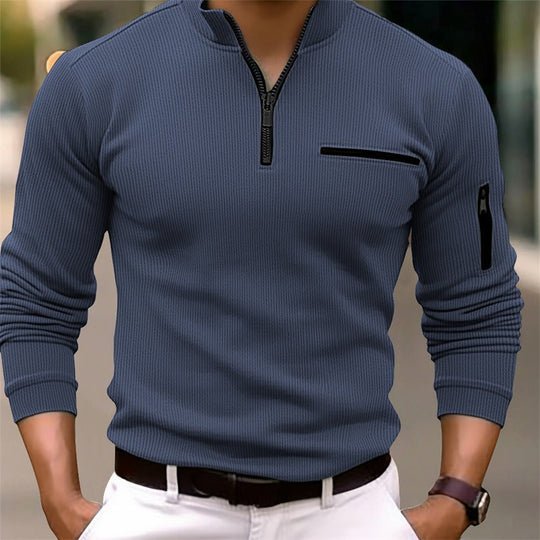 Men’s Slim-Fit Pullover with Stand-Up Collar