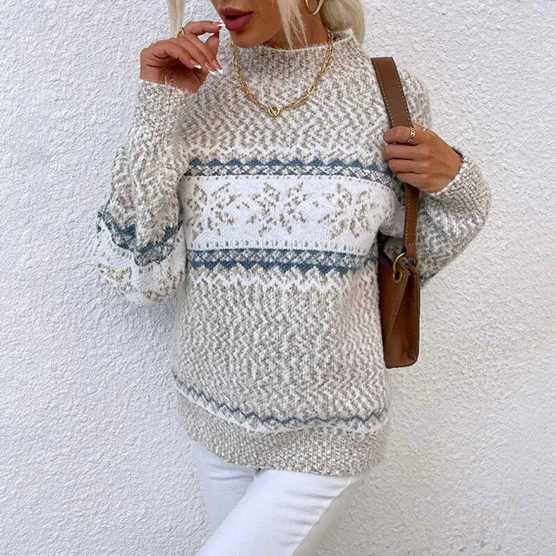 Sweater with stand-up collar, loosely fitted