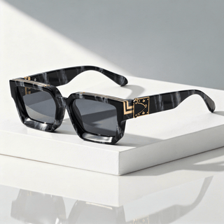 Quadratische Sonnenbrille UV400 mit breitem Rahmen - Cecile LavelleSchwarz 1