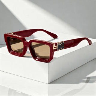 Quadratische Sonnenbrille UV400 mit breitem Rahmen - Cecile LavelleBurgunderrot