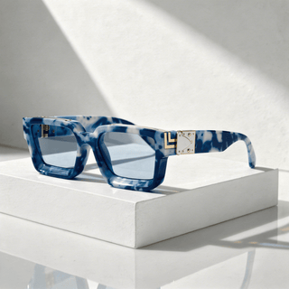 Quadratische Sonnenbrille UV400 mit breitem Rahmen - Cecile LavelleBlau