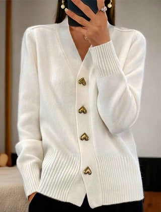 Schlichter Damen - Cardigan mit Knöpfen - Cecile LavelleWeiß