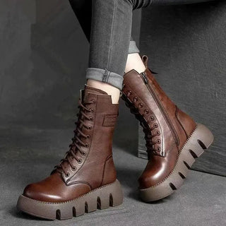 Schnürstiefel Damen mit Dicker Sohle