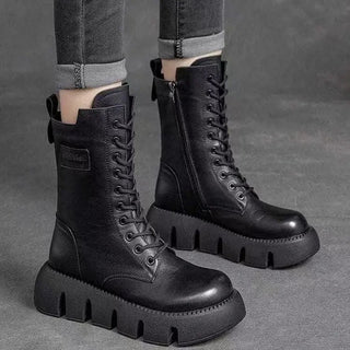 Schnürstiefel Damen mit Dicker Sohle