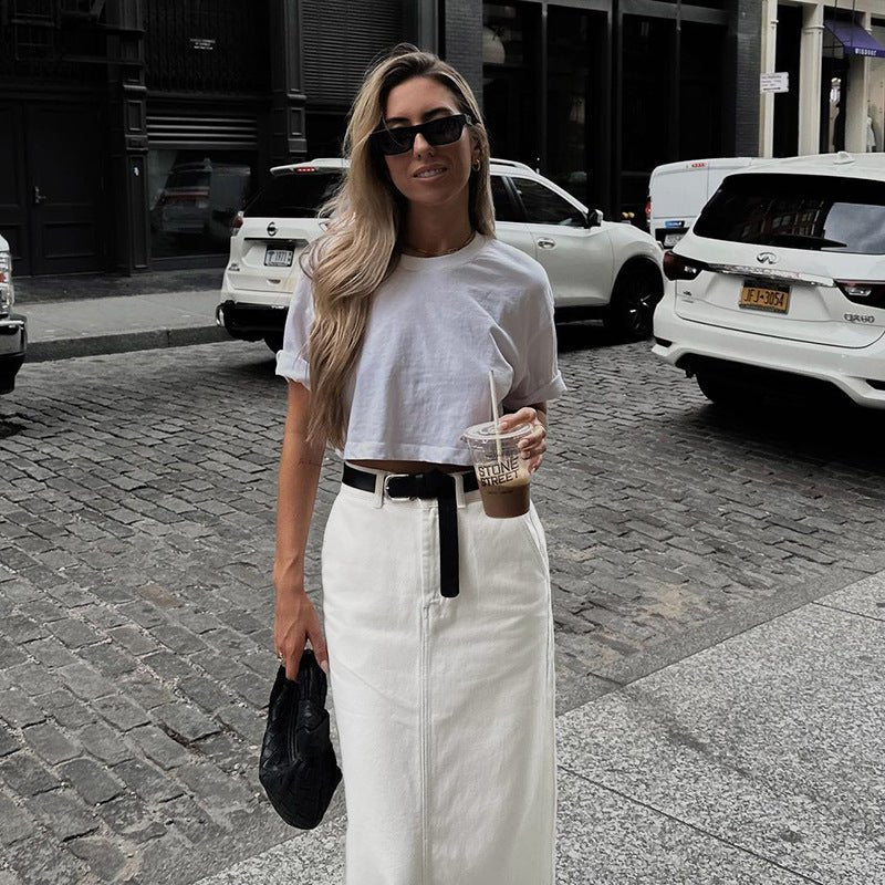 Siena – Maxi Skirt with Slit and High Waist in Off-White