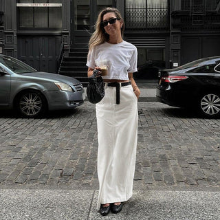 Siena – Maxirock mit Schlitz und hoher Taille in Off - White - Cecile LavelleWeiß