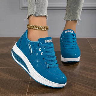 Sneaker Damen Plateau mit Schnürung Komfort - Cecile LavelleBlau