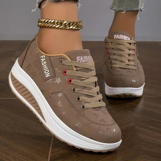Sneaker Damen Plateau mit Schnürung Komfort - Cecile LavelleBraun