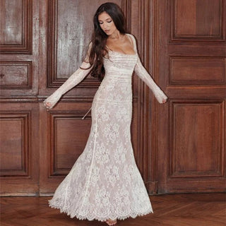 Spitzen Maxikleid Elegant - Cecile LavelleWeiß