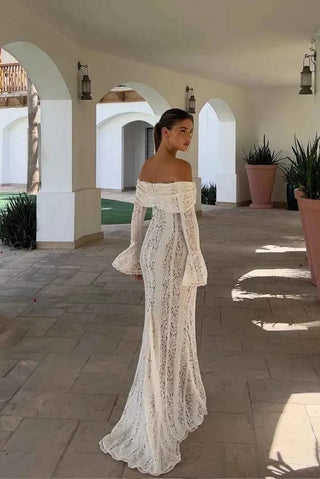 Spitzen - Maxikleid mit Raffung - Cecile LavelleWeiß