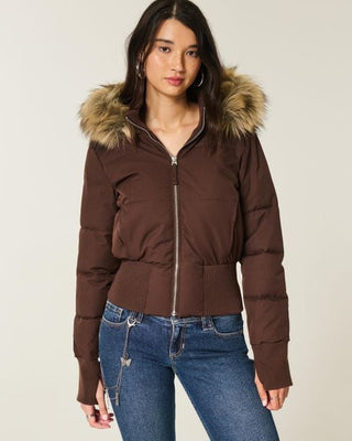 Steppjacke Damen mit Kapuze in Braun