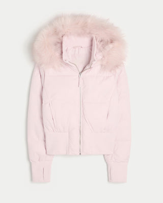 Steppjacke Damen mit Kapuze in Rosa