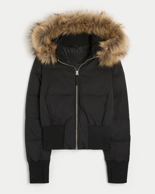 Steppjacke Damen mit Kapuze in Schwarz