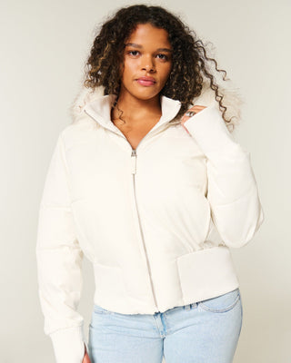 Steppjacke Damen mit Kapuze in Weiß