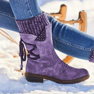 Stiefel Damen mit Reißverschluss in Purpur