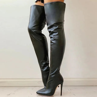 Stiletto Stiefel Oberschenkelhoch Elegant - Cecile LavelleSchwarz