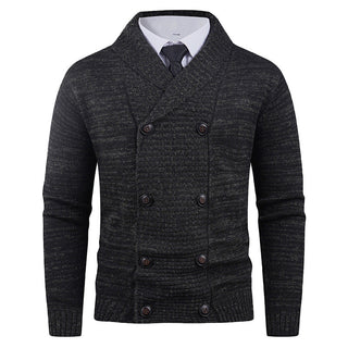 Strickjacke Herren Schalkragen in Schwarz