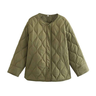 Taillierte Steppjacke mit Knopfverschluss - Cecile LavelleGrün
