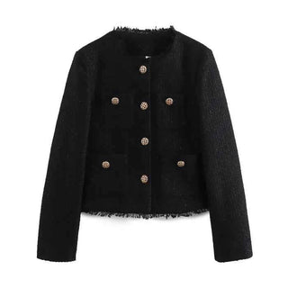 Taillierter Bouclé - Blazer mit Goldknöpfen - Cecile LavelleSchwarz